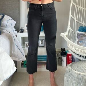 Zara black cropped flare jeans